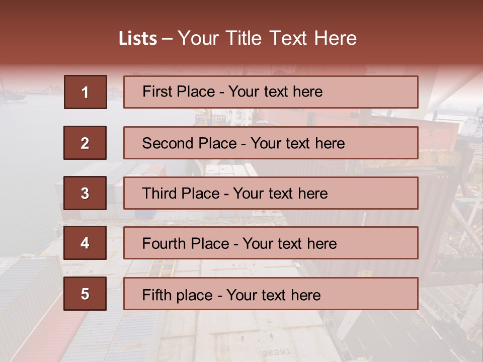 Crane Lowering Container To Stack Of Containers PowerPoint Template