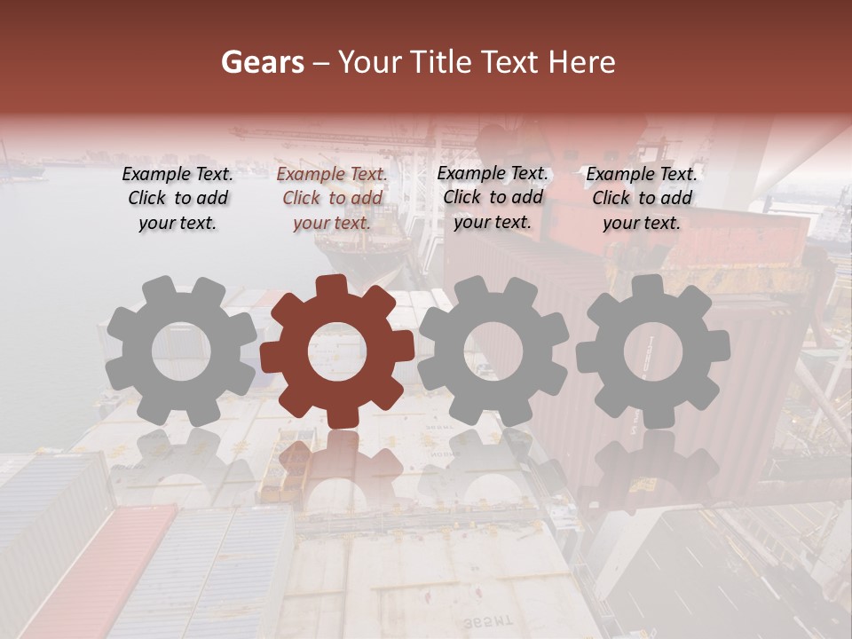 Crane Lowering Container To Stack Of Containers PowerPoint Template