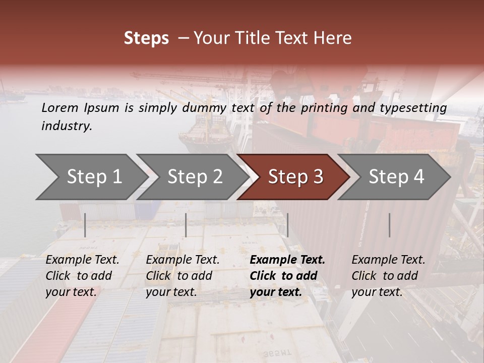 Crane Lowering Container To Stack Of Containers PowerPoint Template