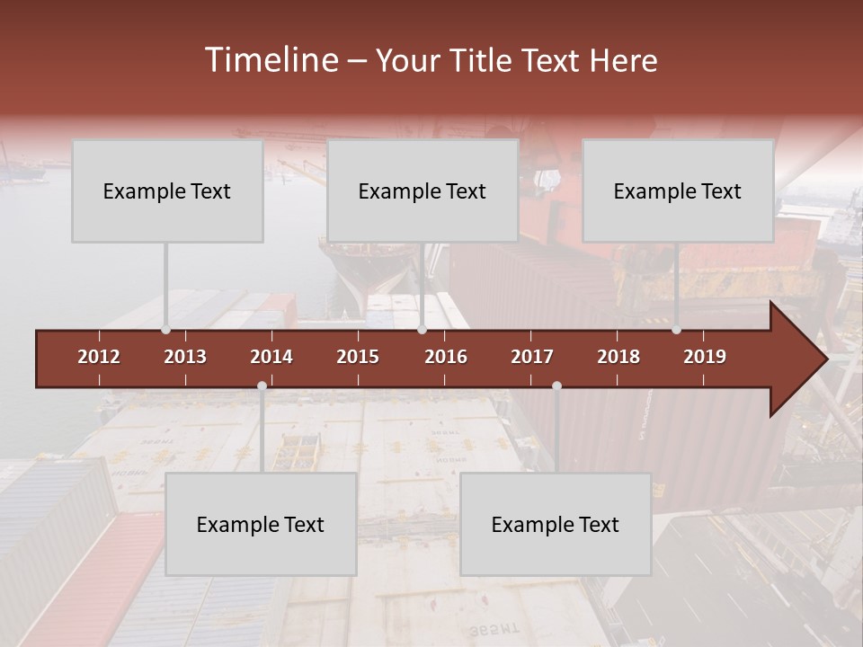 Crane Lowering Container To Stack Of Containers PowerPoint Template