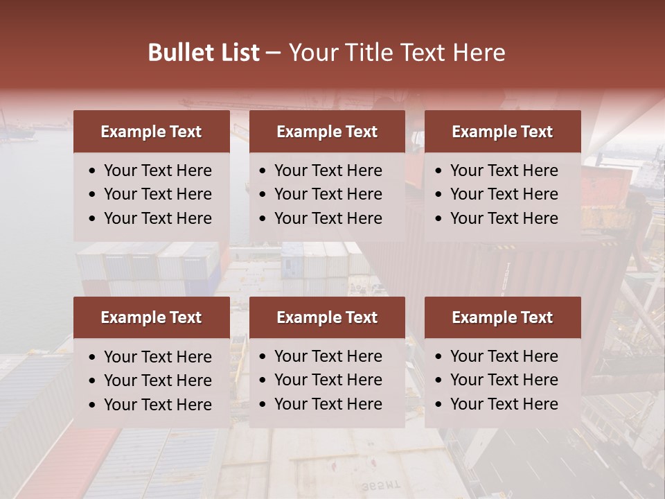 Crane Lowering Container To Stack Of Containers PowerPoint Template