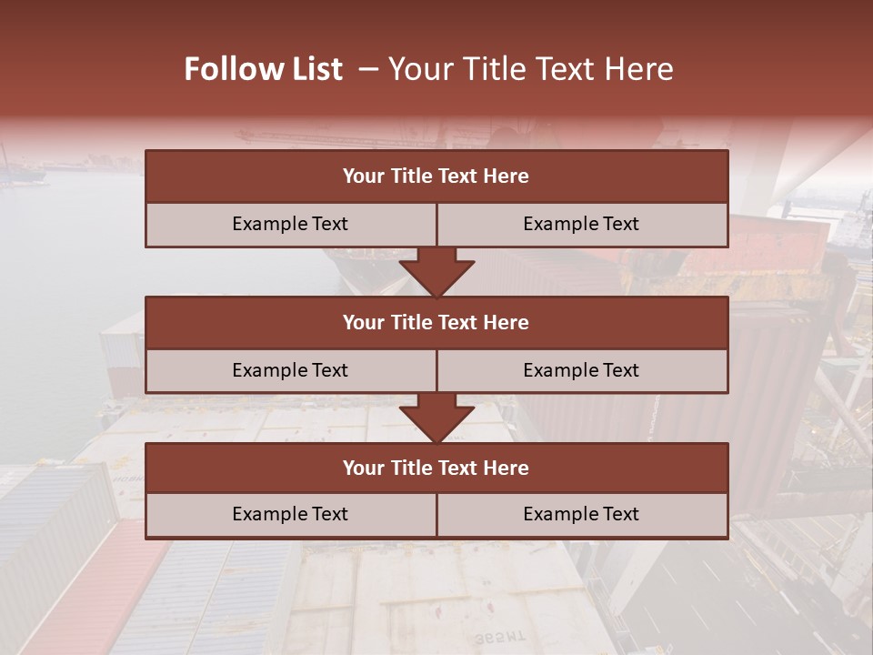 Crane Lowering Container To Stack Of Containers PowerPoint Template
