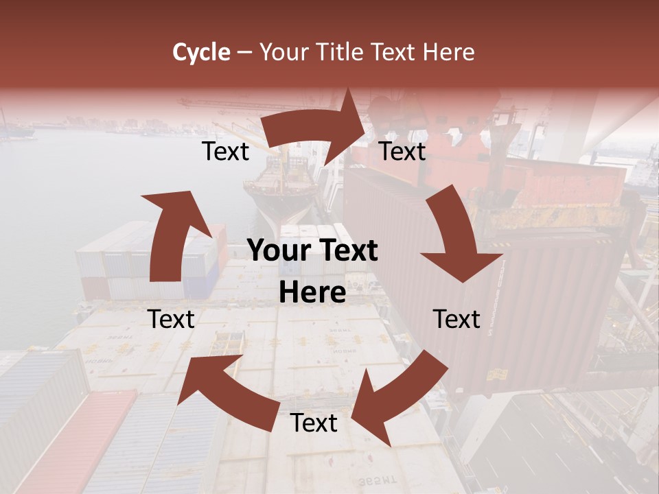 Crane Lowering Container To Stack Of Containers PowerPoint Template