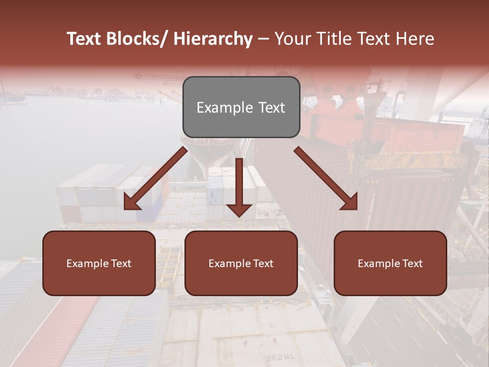 Crane Lowering Container To Stack Of Containers PowerPoint Template