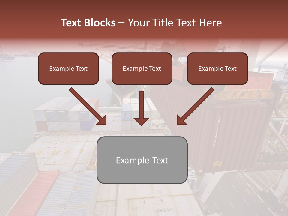 Crane Lowering Container To Stack Of Containers PowerPoint Template