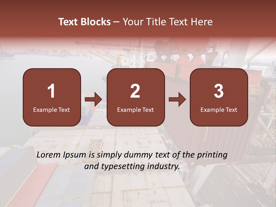 Crane Lowering Container To Stack Of Containers PowerPoint Template