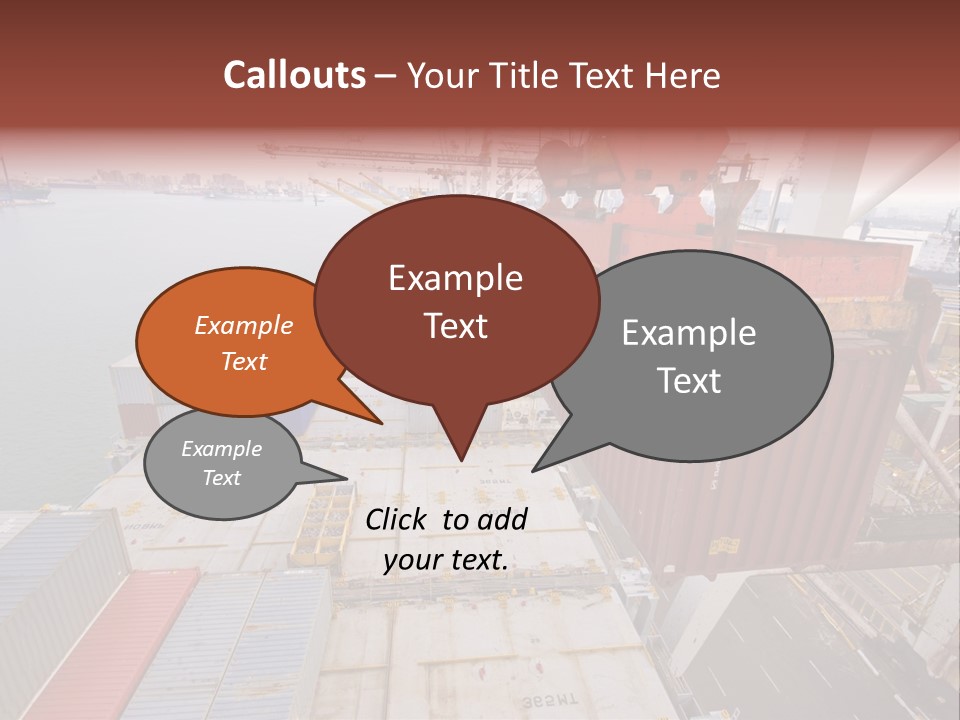 Crane Lowering Container To Stack Of Containers PowerPoint Template