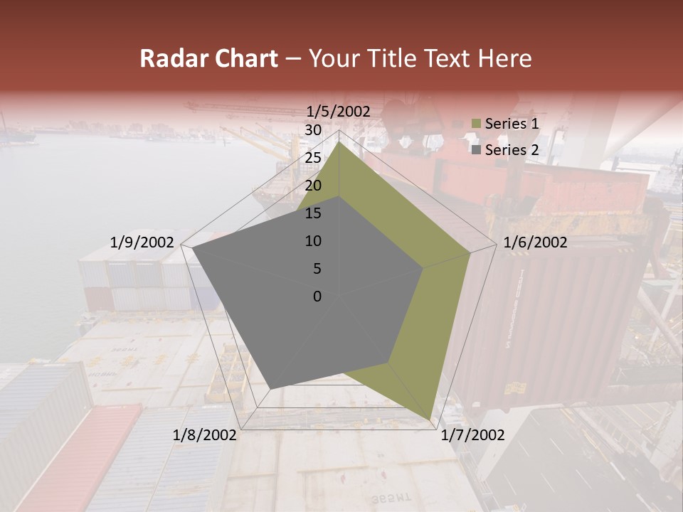 Crane Lowering Container To Stack Of Containers PowerPoint Template