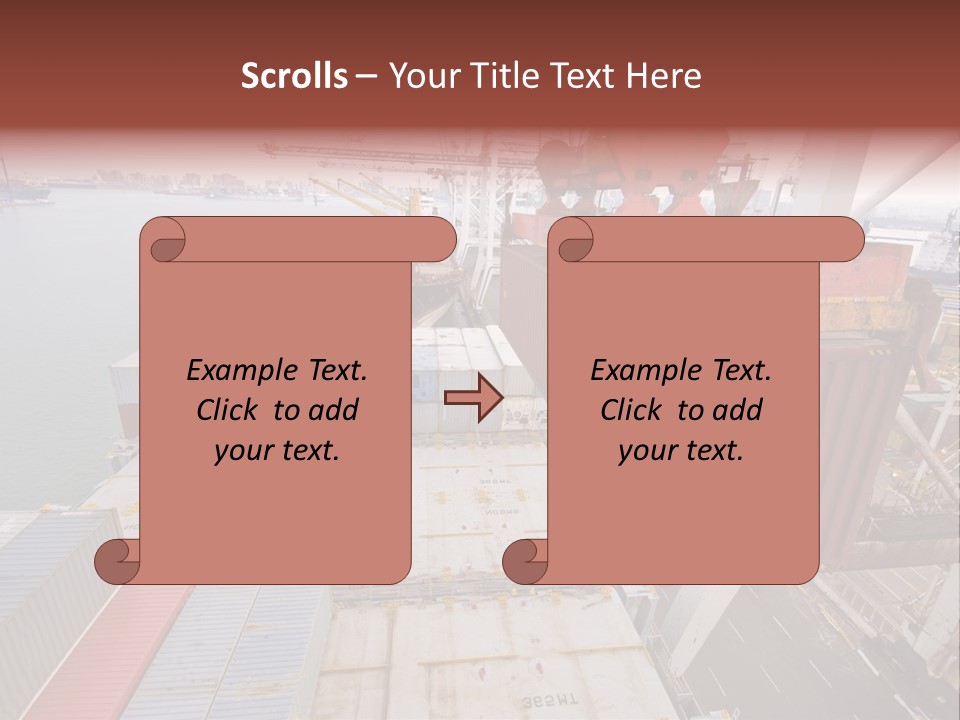 Crane Lowering Container To Stack Of Containers PowerPoint Template