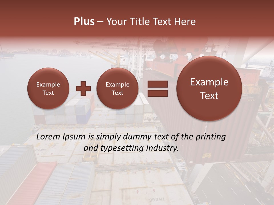 Crane Lowering Container To Stack Of Containers PowerPoint Template
