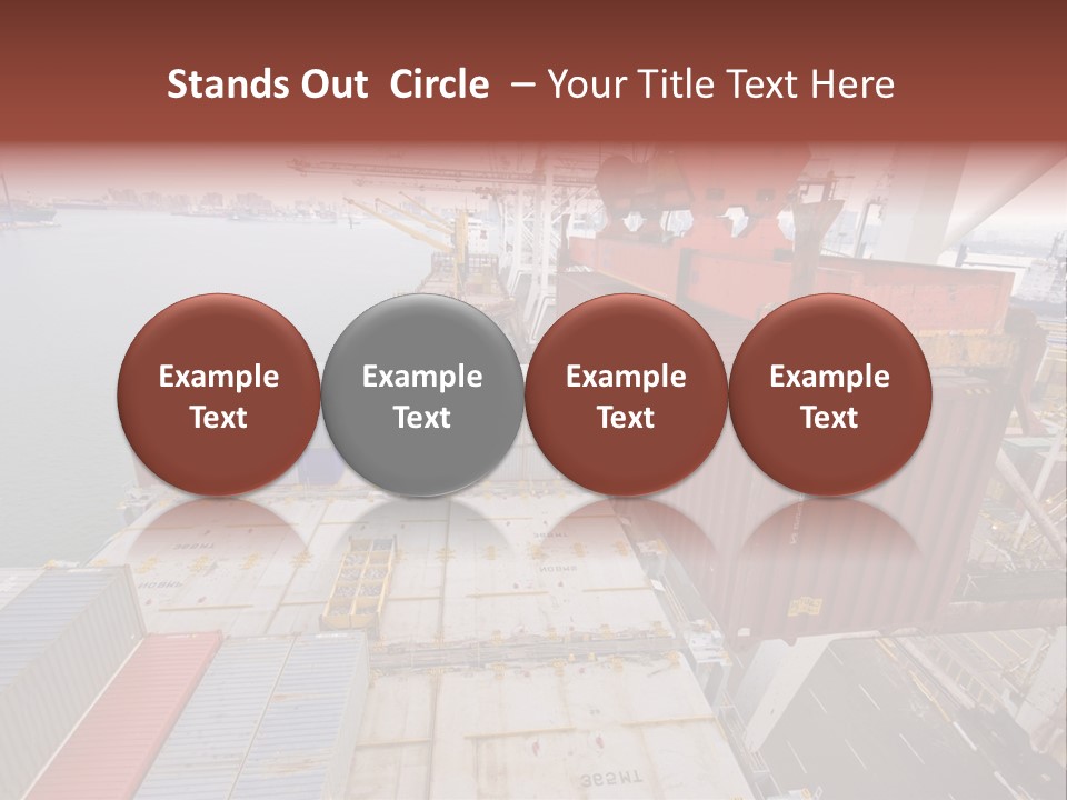 Crane Lowering Container To Stack Of Containers PowerPoint Template