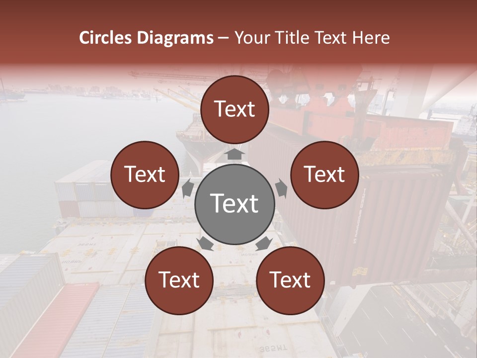 Crane Lowering Container To Stack Of Containers PowerPoint Template