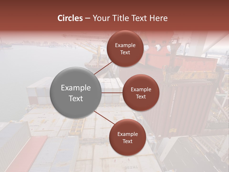 Crane Lowering Container To Stack Of Containers PowerPoint Template