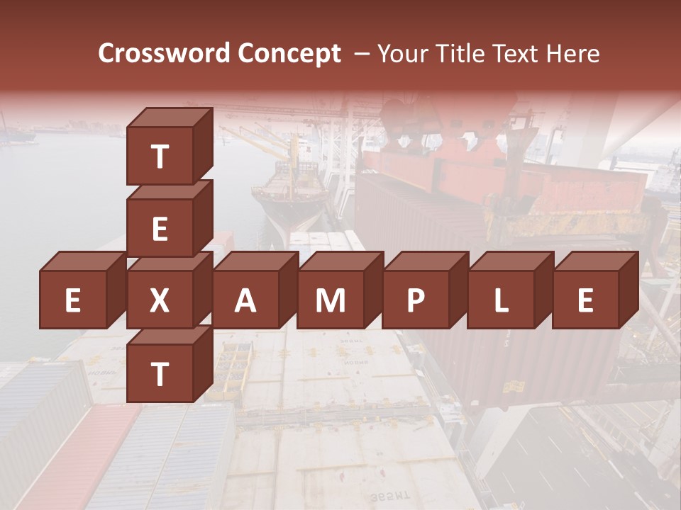 Crane Lowering Container To Stack Of Containers PowerPoint Template
