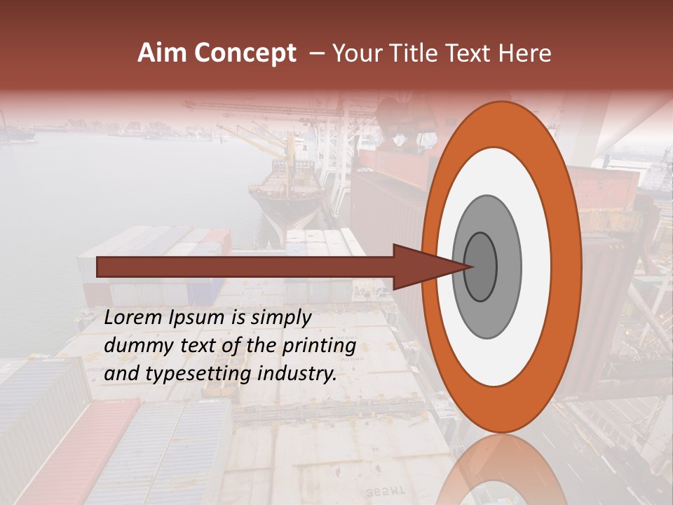 Crane Lowering Container To Stack Of Containers PowerPoint Template