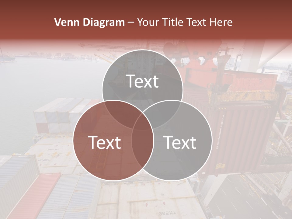 Crane Lowering Container To Stack Of Containers PowerPoint Template