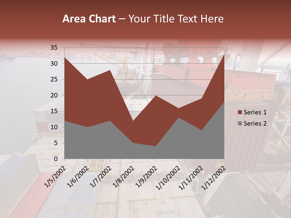 Crane Lowering Container To Stack Of Containers PowerPoint Template