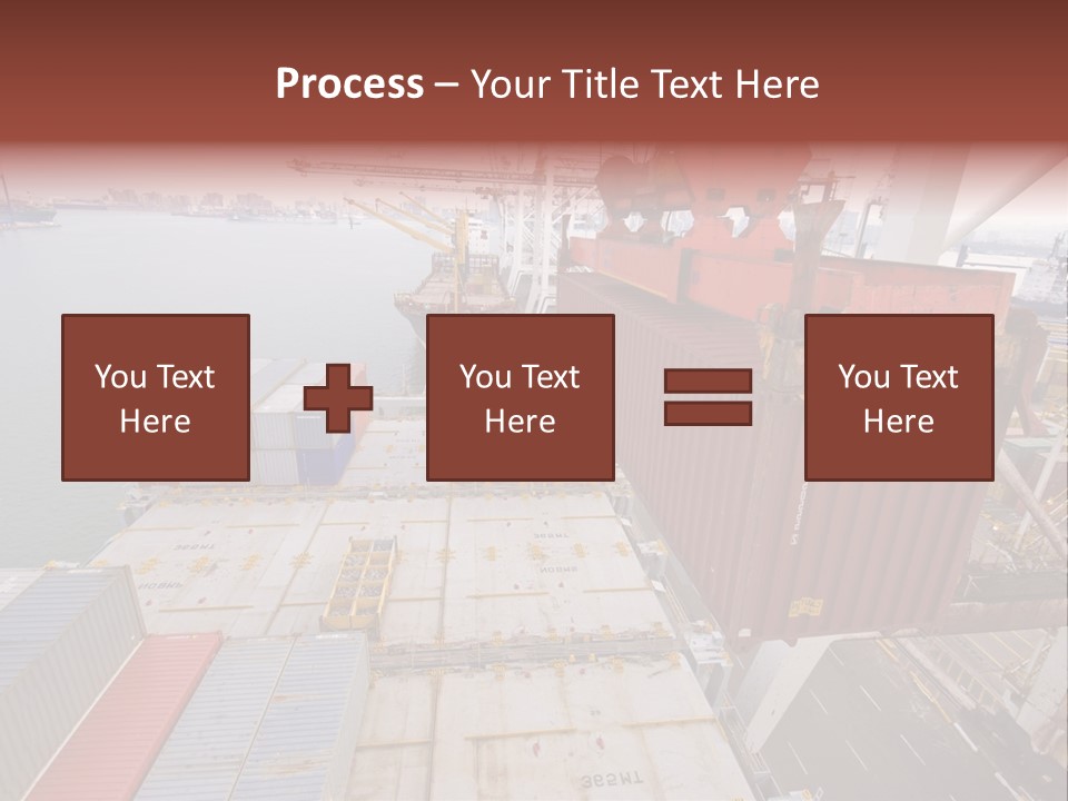Crane Lowering Container To Stack Of Containers PowerPoint Template