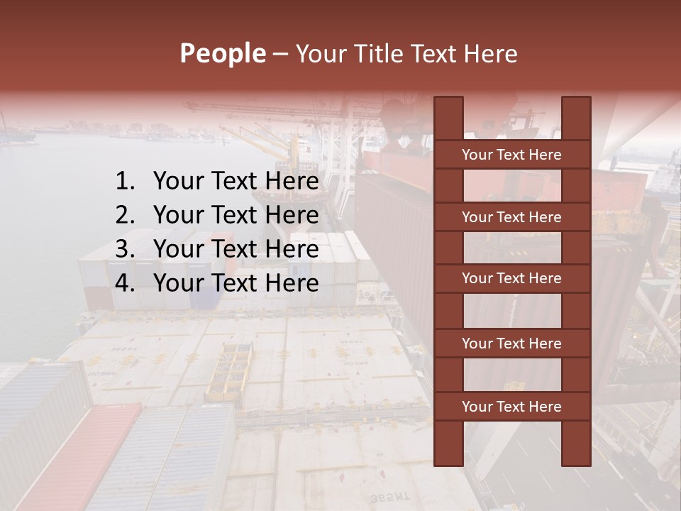 Crane Lowering Container To Stack Of Containers PowerPoint Template