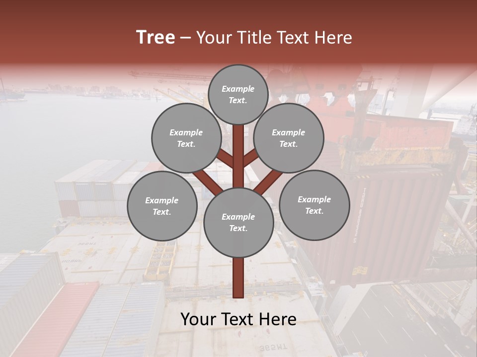 Crane Lowering Container To Stack Of Containers PowerPoint Template
