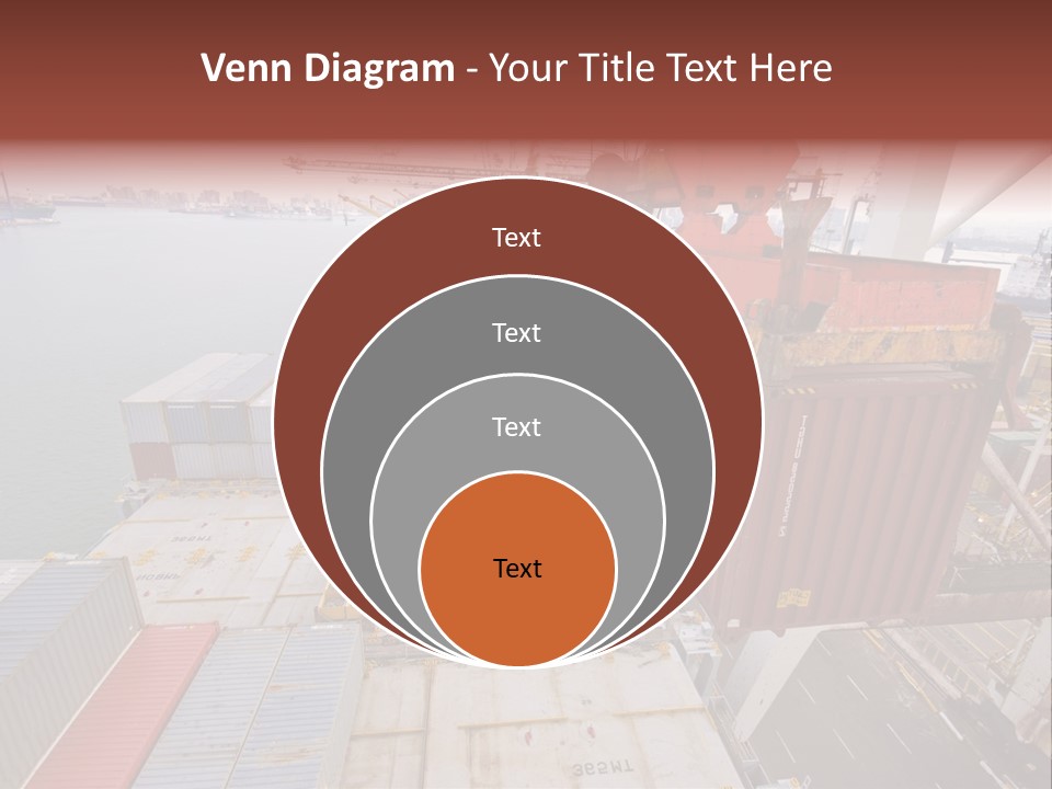 Crane Lowering Container To Stack Of Containers PowerPoint Template