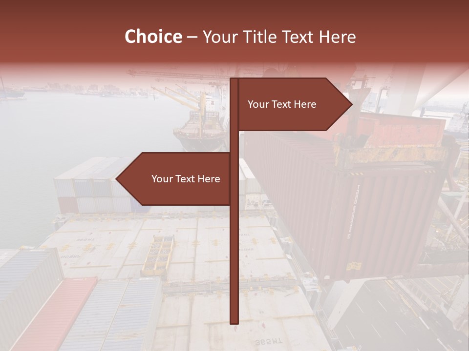 Crane Lowering Container To Stack Of Containers PowerPoint Template