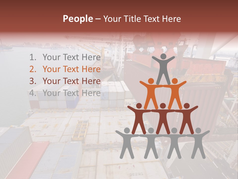 Crane Lowering Container To Stack Of Containers PowerPoint Template