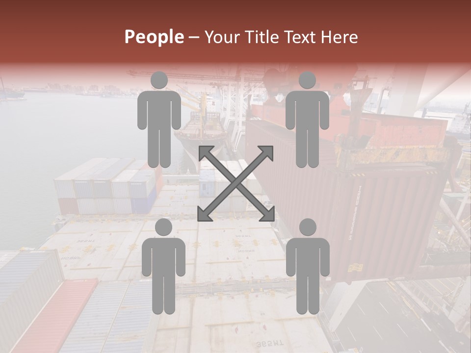 Crane Lowering Container To Stack Of Containers PowerPoint Template