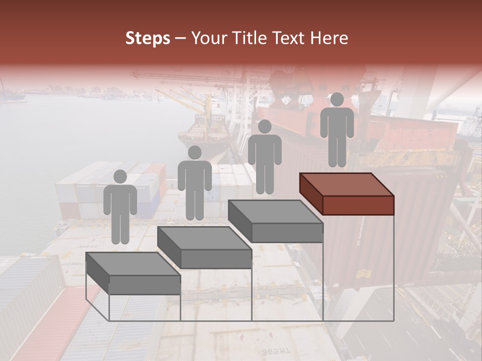 Crane Lowering Container To Stack Of Containers PowerPoint Template