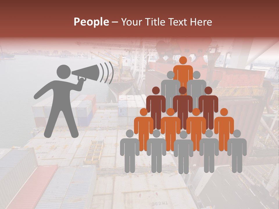 Crane Lowering Container To Stack Of Containers PowerPoint Template