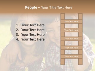 Brother And Sister Playing Outside PowerPoint Template