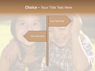 Brother And Sister Playing Outside PowerPoint Template