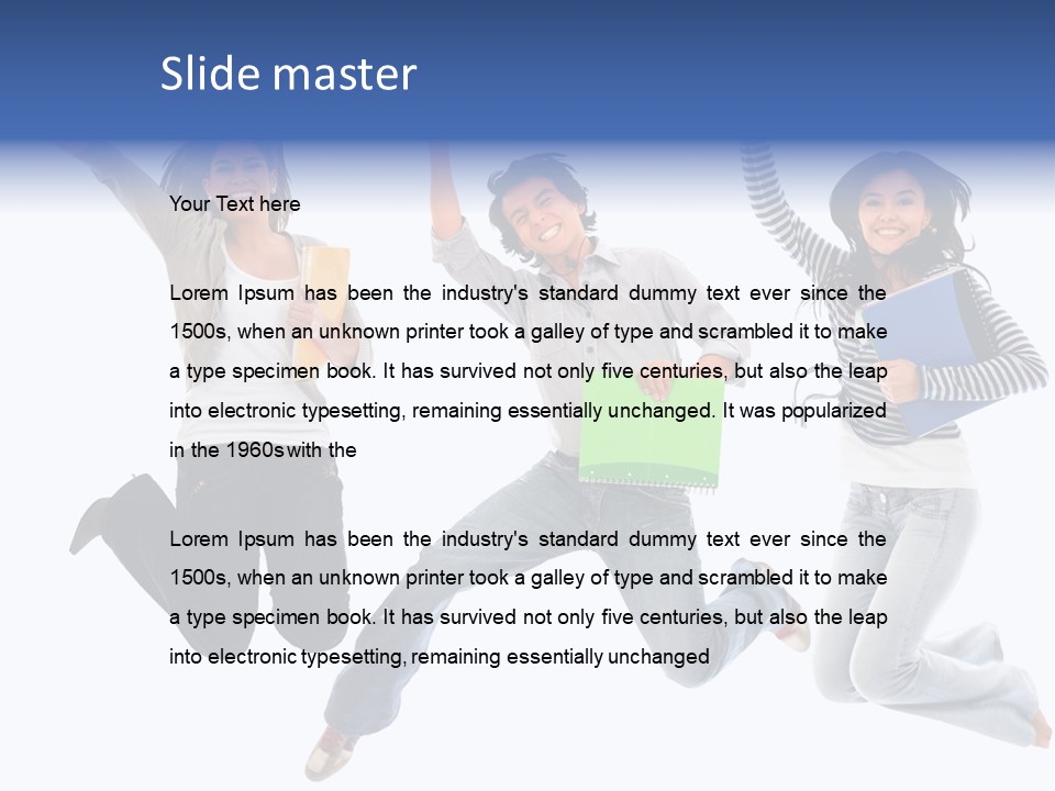 Excited Group Of Students Jumping, Isolated Over White PowerPoint Template