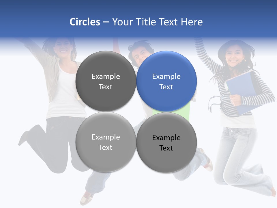 Excited Group Of Students Jumping, Isolated Over White PowerPoint Template