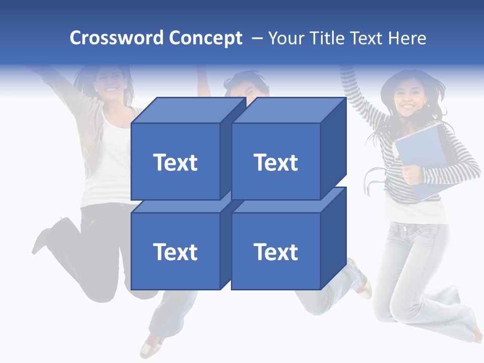 Excited Group Of Students Jumping, Isolated Over White PowerPoint Template