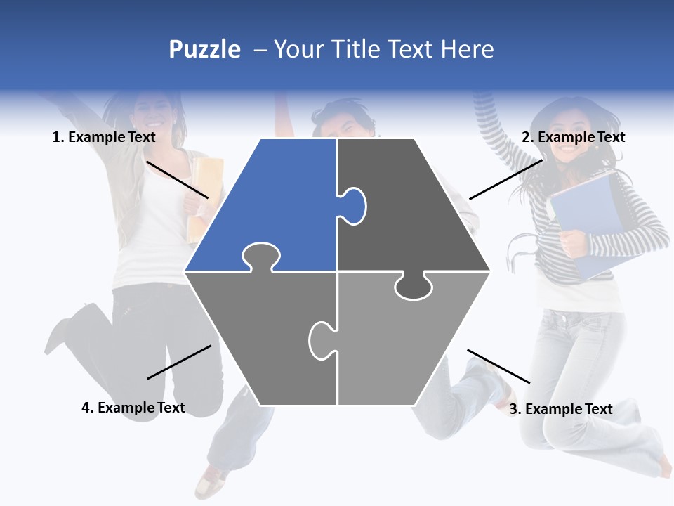 Excited Group Of Students Jumping, Isolated Over White PowerPoint Template