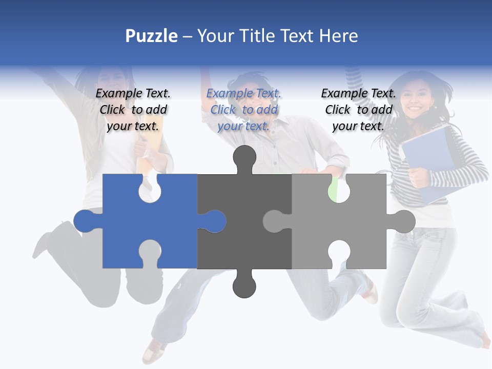 Excited Group Of Students Jumping, Isolated Over White PowerPoint Template