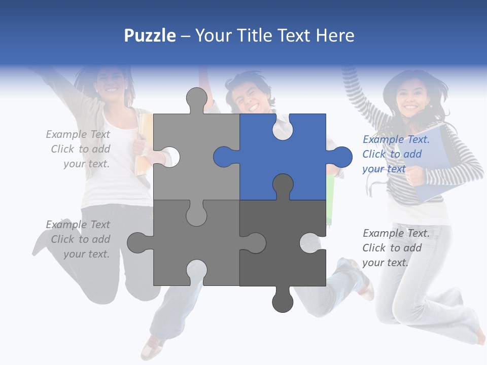 Excited Group Of Students Jumping, Isolated Over White PowerPoint Template