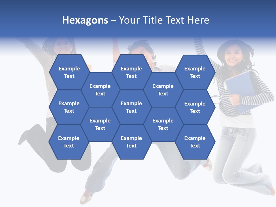 Excited Group Of Students Jumping, Isolated Over White PowerPoint Template