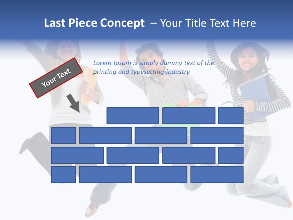 Excited Group Of Students Jumping, Isolated Over White PowerPoint Template