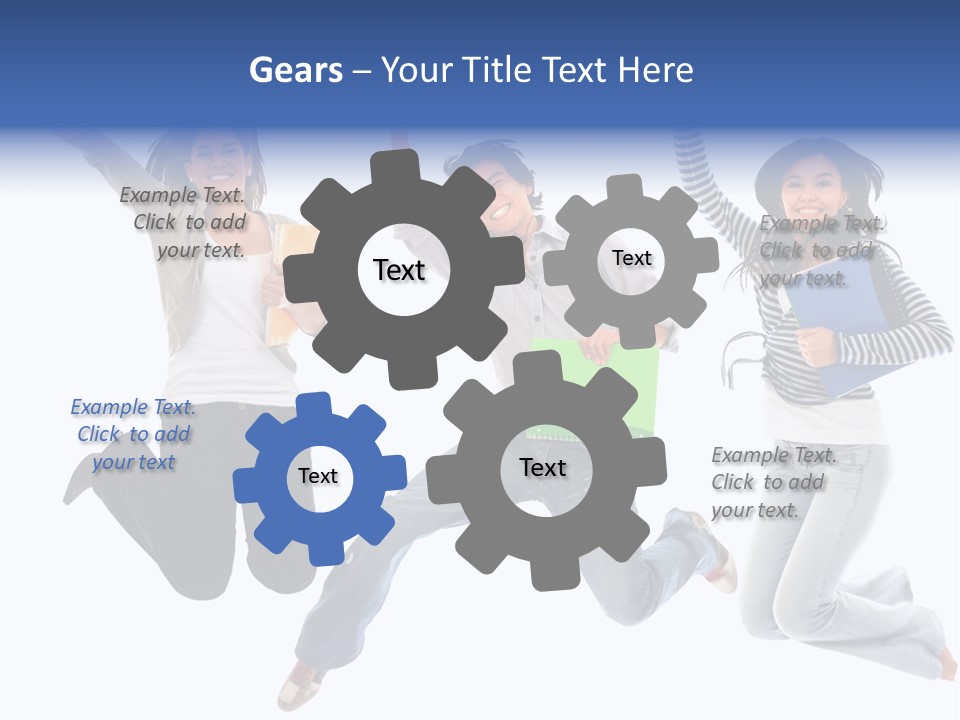 Excited Group Of Students Jumping, Isolated Over White PowerPoint Template