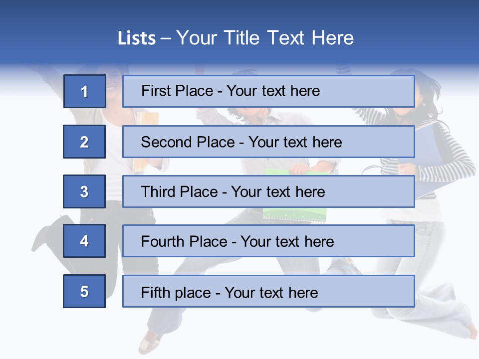 Excited Group Of Students Jumping, Isolated Over White PowerPoint Template