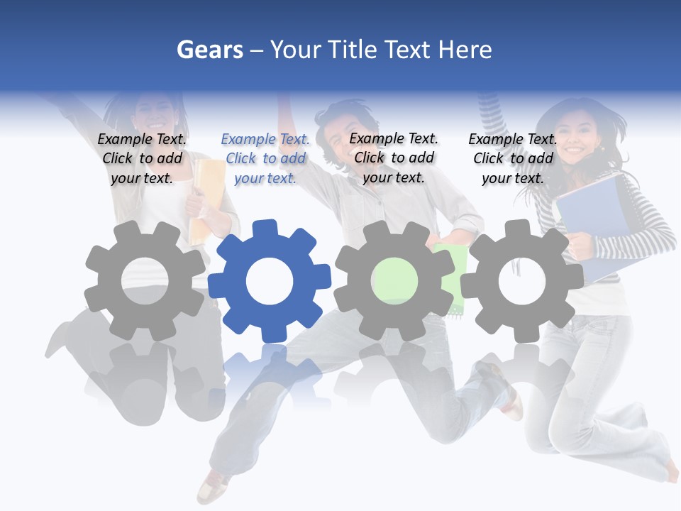 Excited Group Of Students Jumping, Isolated Over White PowerPoint Template