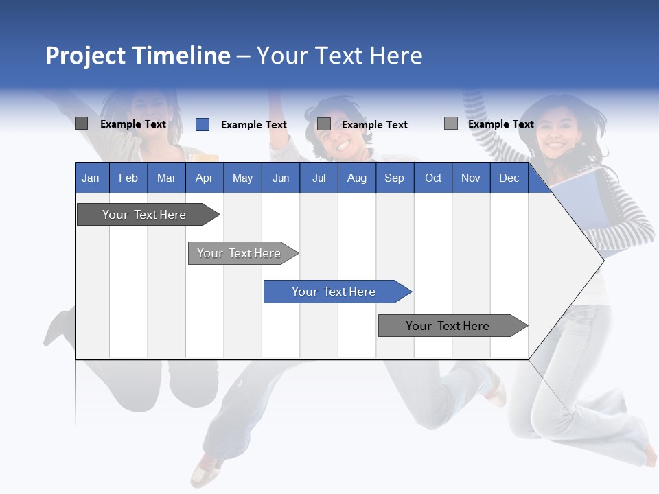Excited Group Of Students Jumping, Isolated Over White PowerPoint Template