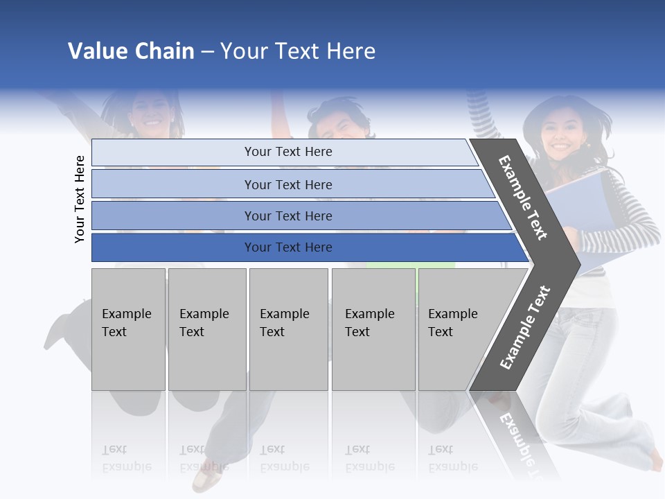 Excited Group Of Students Jumping, Isolated Over White PowerPoint Template