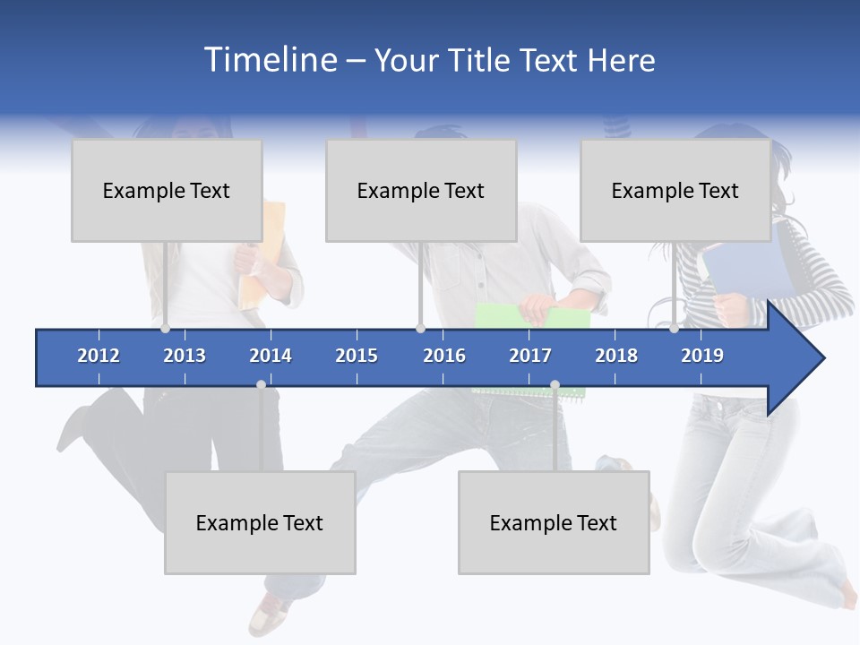 Excited Group Of Students Jumping, Isolated Over White PowerPoint Template
