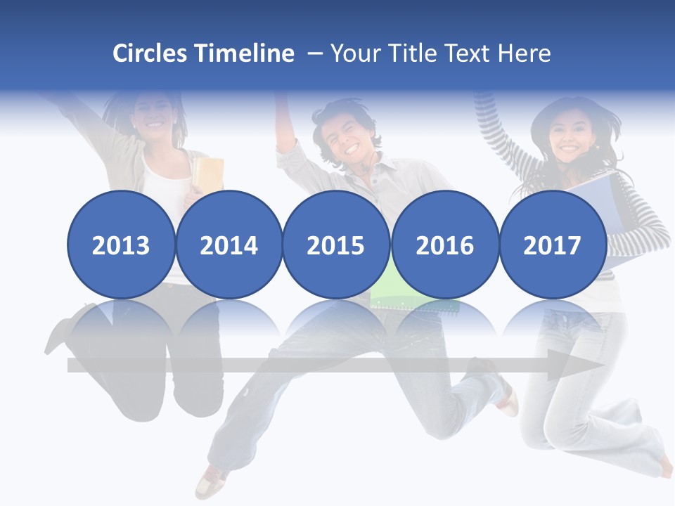 Excited Group Of Students Jumping, Isolated Over White PowerPoint Template