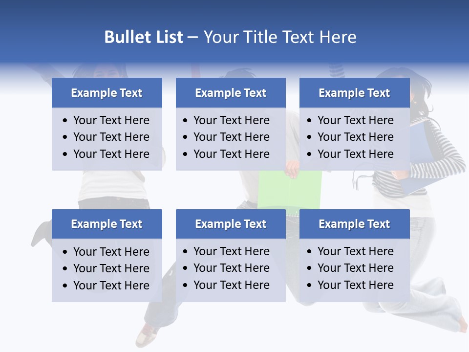 Excited Group Of Students Jumping, Isolated Over White PowerPoint Template