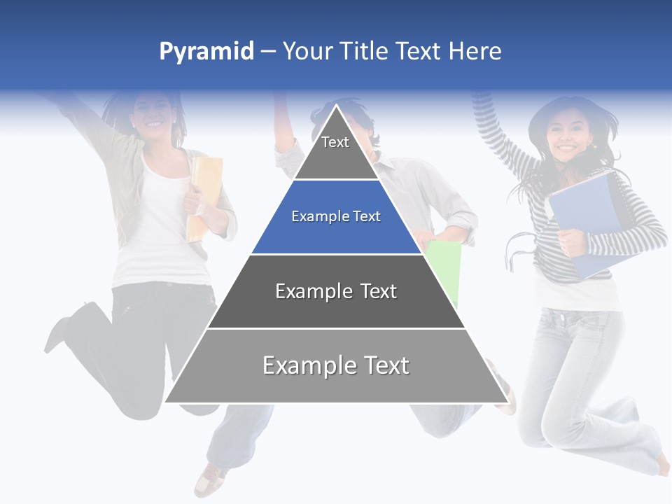 Excited Group Of Students Jumping, Isolated Over White PowerPoint Template