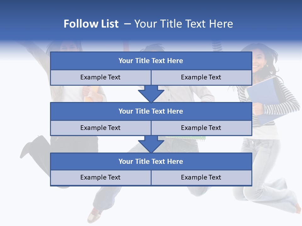 Excited Group Of Students Jumping, Isolated Over White PowerPoint Template